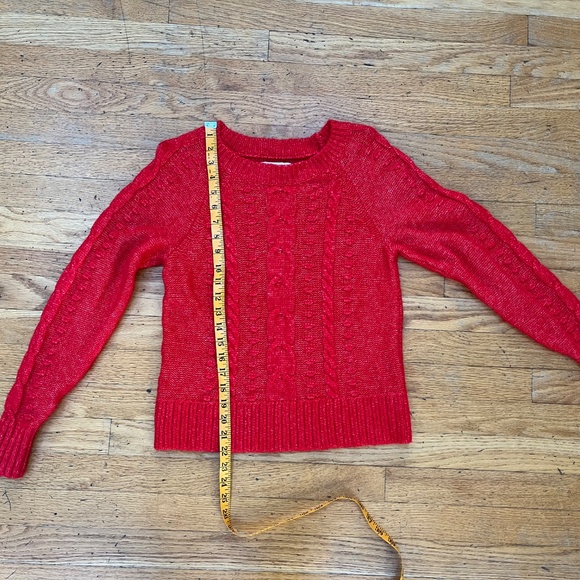 LOFT Red Cable Knit Sweater, Size S - Picture 13 of 13